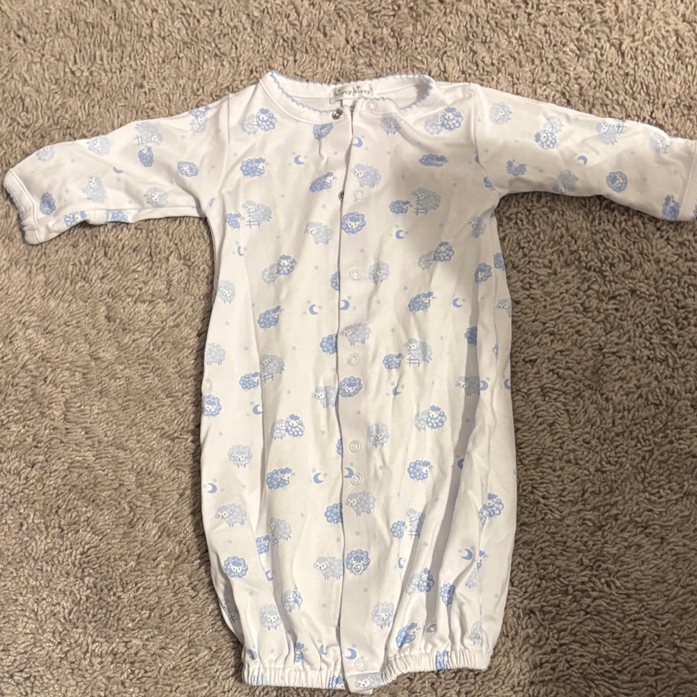 Kissy Kissy White and Blue Baby Gown